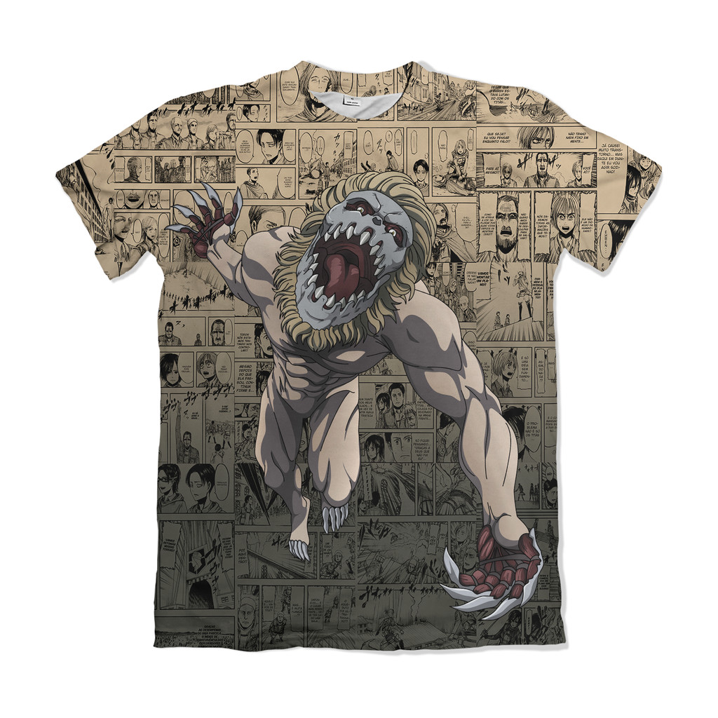Camiseta Attack on Titan Shingeki no Kyojin Titã Garra Amarelo Anime Dry Fit Masculina Feminina Unissex