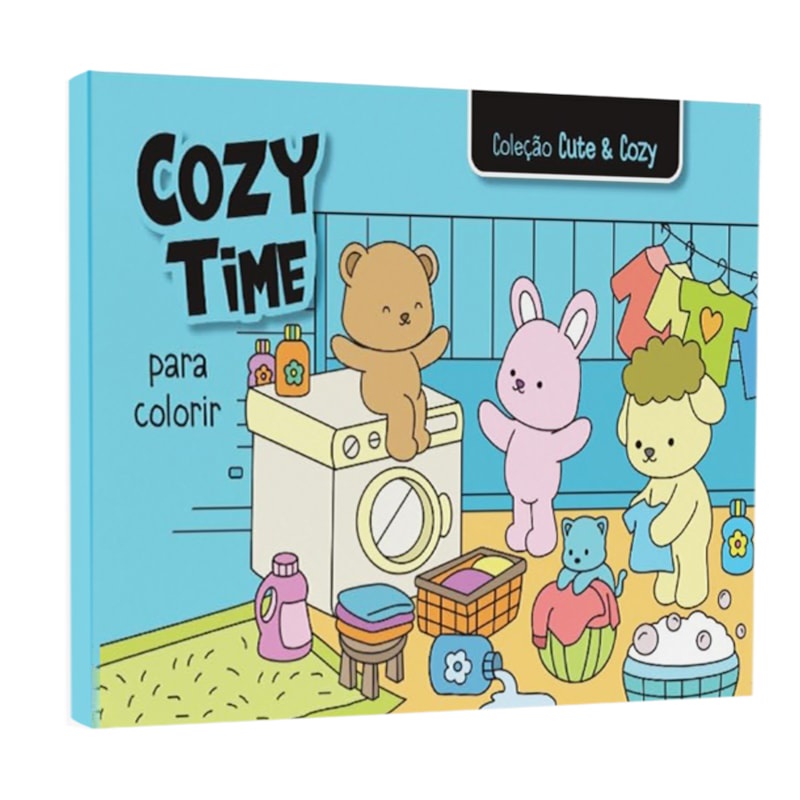 Coleção Cute and Cozy | Cozy Time | Para Colorir | Capa Azul