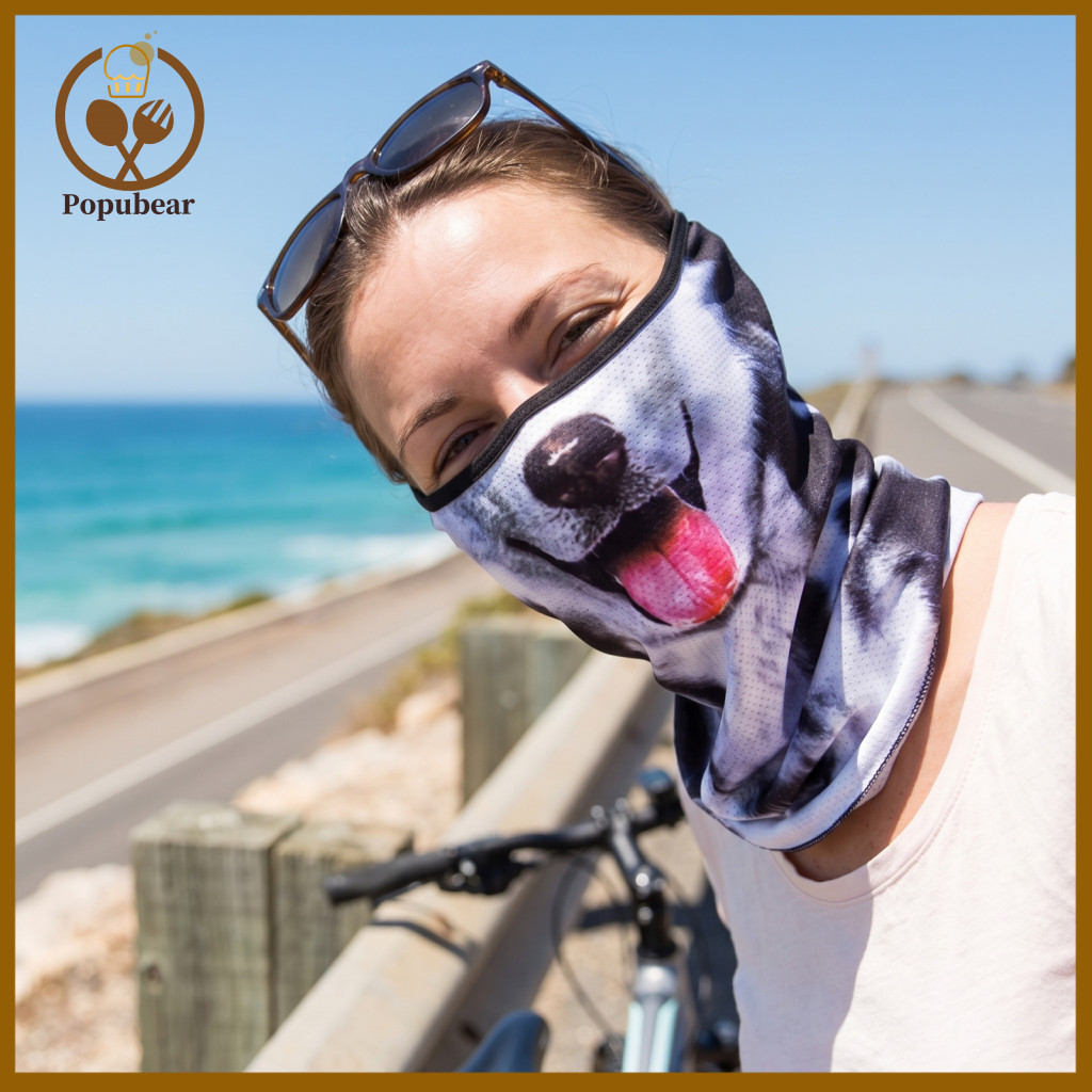 Face Mask Sun Protection Neck Gaiter Dog Cat Print for Cycling Uv Ice Silk Breathable Cover for Outdoor Motorcycle Ridin