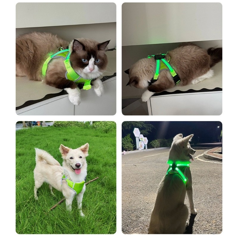 Estone Dog Vest Arnês Treinamento Ajustável Luz LED Anti Fuga Forte Alça Macia