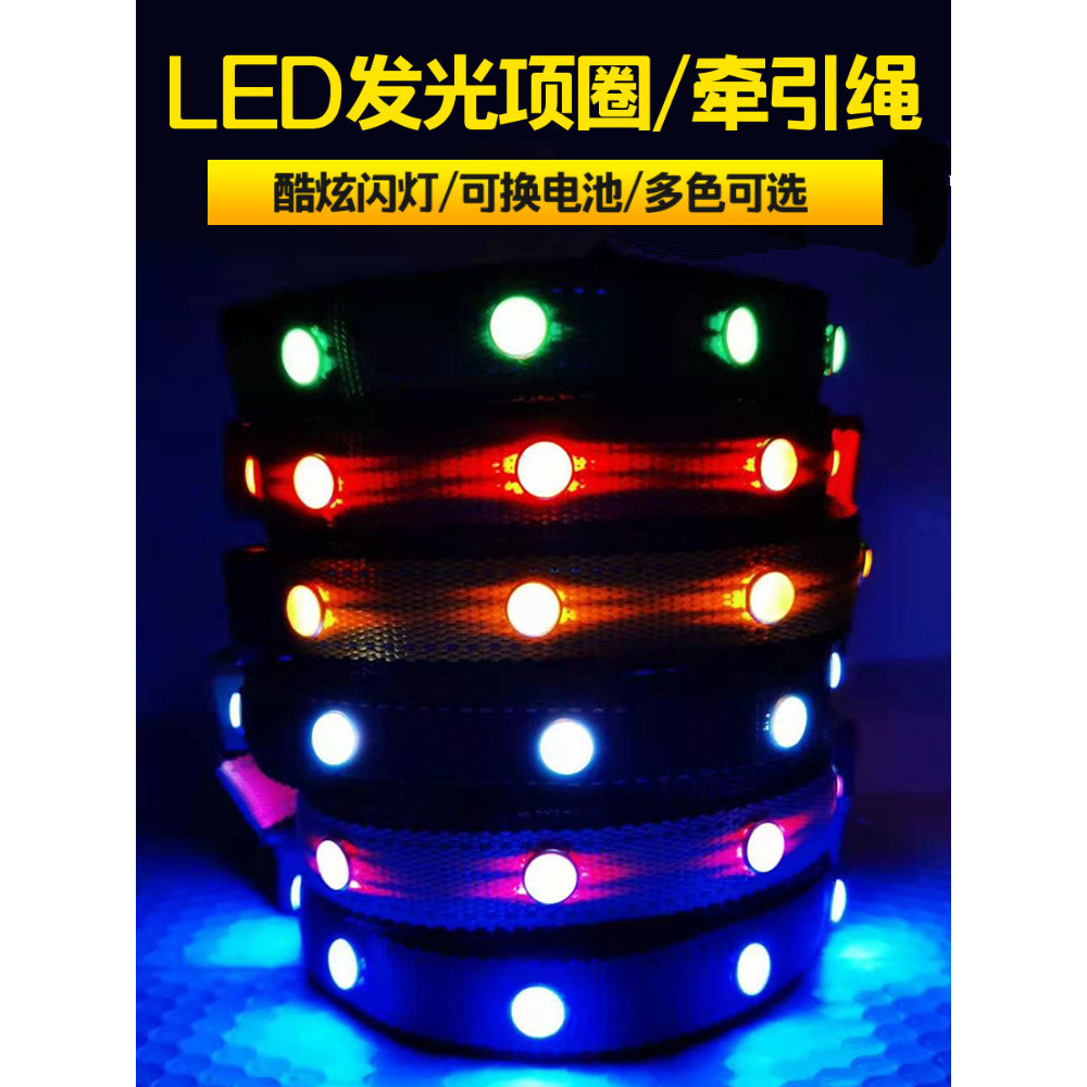 Coleira luminosa LED para caminhada noturna/leash Coleira para animais de estimação Teddy Small Medium Dog Leash