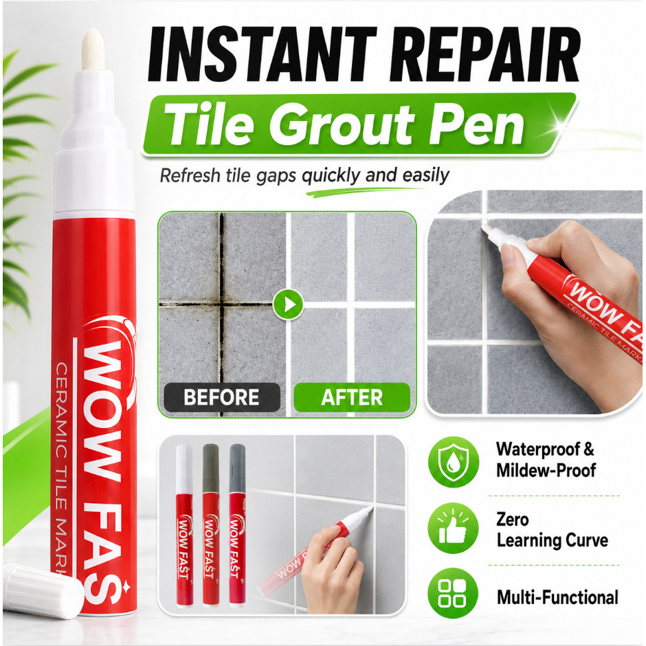 【Prático e Eficiente】[Fácil de Usar] No Mixing Required - Caneta para Rejunte/Reparação de Fendas/Renovação de Cerâmicas