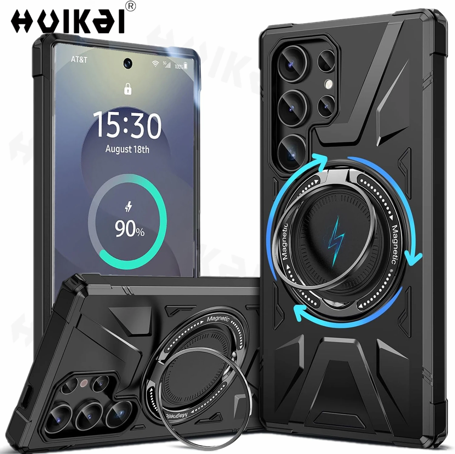 Case For Samsung S25 Ultra S24 Plus S24 FE A55 A35 A15 Magsafe Stand Ring Magnetic Ring Holder Protection Stands Kickstand Cover
