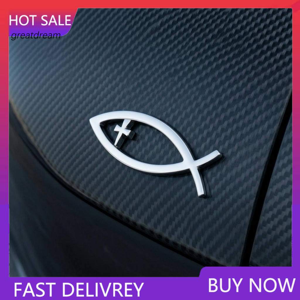 Car Stickers Sunproof 3d Metal Fish-shaped Sticker Emblem Waterproof Strong Adhesive Auto Decal for Body Bumper Window D