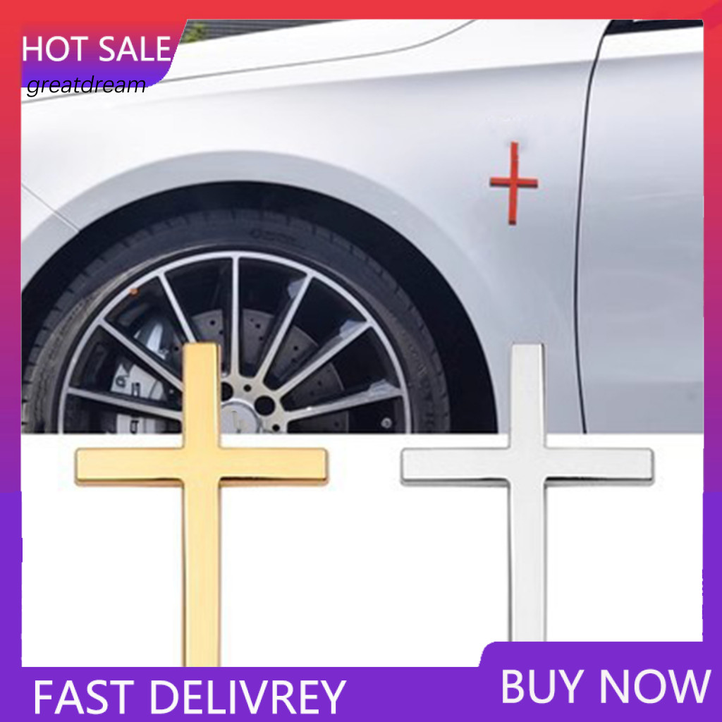 Self Adhesive Scratch Sticker Car Zinc Alloy Christian 3d Metal Emblem Badge Self-adhesive Decal for Body Fender Tail fo
