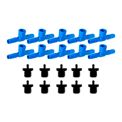 10 CONECTOR T 1 POL MANGUEIRA PRETA COM SAÍDA MICRO TUBO 4MM