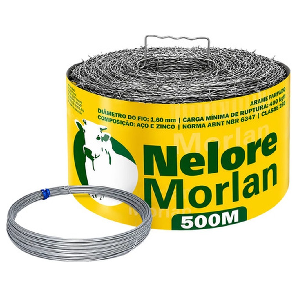 Kit Arame Farpado Nelore 500m Galvanizado 16 Morlan Cerca Rural Agropecuaria