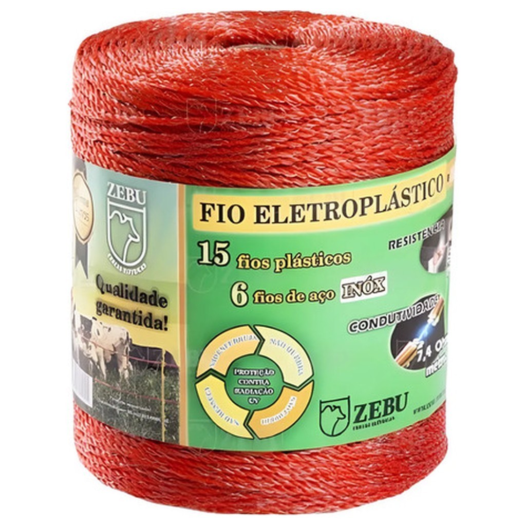 Fio Eletroplástico Zebu 500m Laranja Cerca Elétrica Rural Alta Visibilidade Resistente UV