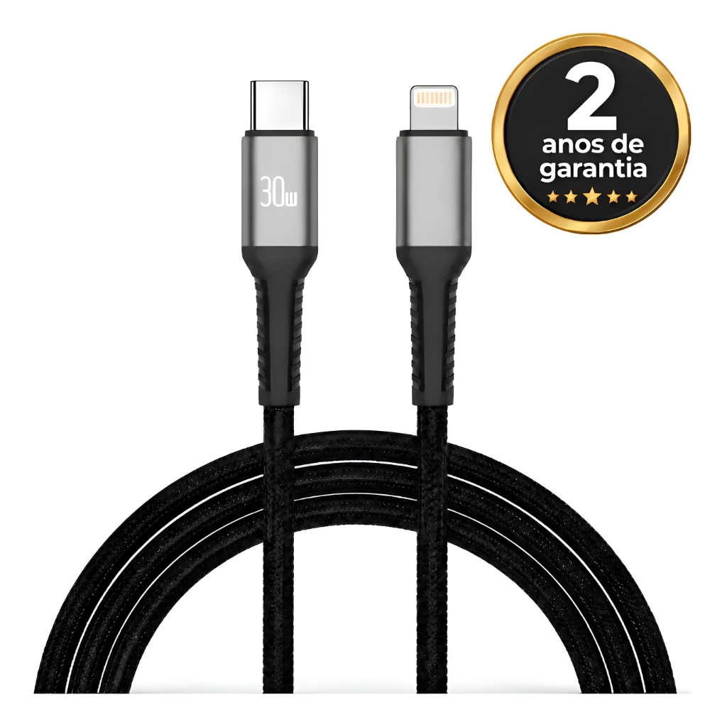Cabo Tipo C Para iPhone Ios 2 metros Carregador E Dados 30w Turbo Resistente iPhone 10 11 12 13 14 Pro Max ZCB-230