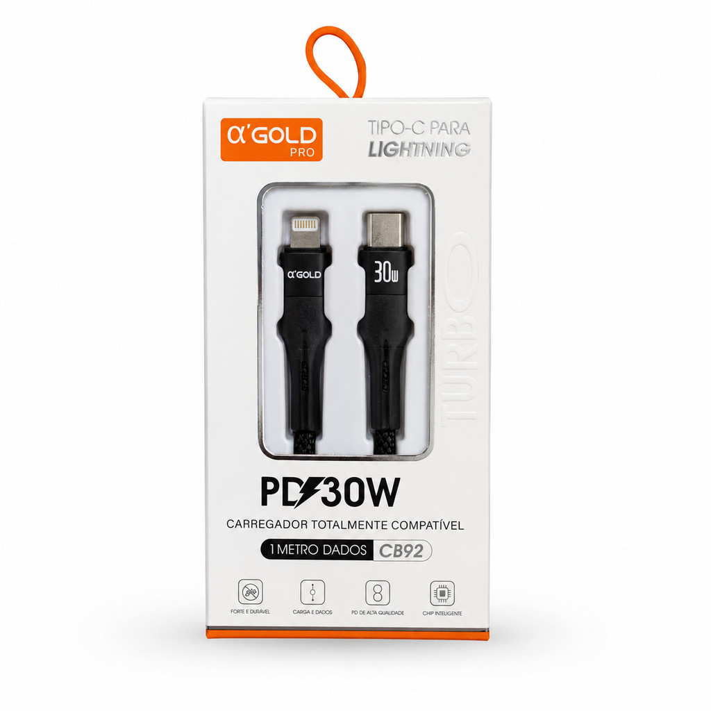 Cabo A'gold Pro Tipo-c Para Lightning 30w 1m CB92