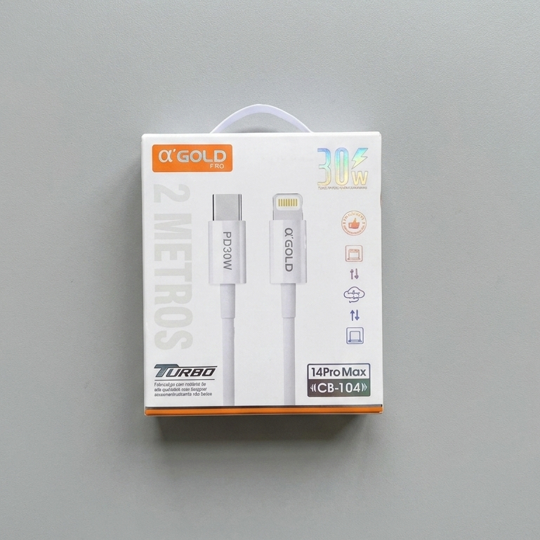 Cabo Carregador Iphone Lightning Tipo C de 2 Metros com Carregamento Rápido 30w para Iphone 14 Pro Max