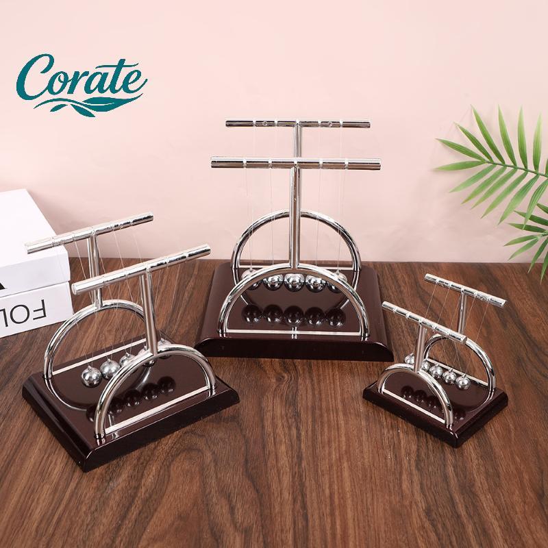 [Corate] Metal T Shape Newton Cradle Balance Swing Pendulum Balls Clássico Ornamento De Mesa Para Decoração De Sala De E