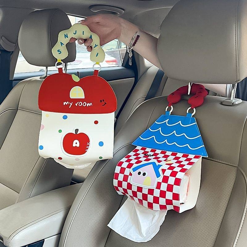 Car Tissue Bag Hanging Bag Cute Scrawl Dog Tissue Box for Car for Car Interior Seat Tissue Bag Hanging Tissue Box C2BB