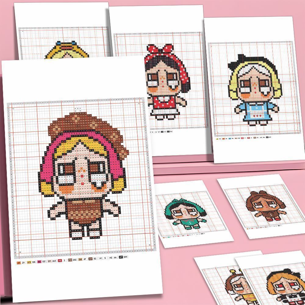36 peças adesivos de remendo de feijão crybaby] crybaby Crybaby Trendy Play Series Bean Patching Pixel Drawing diy