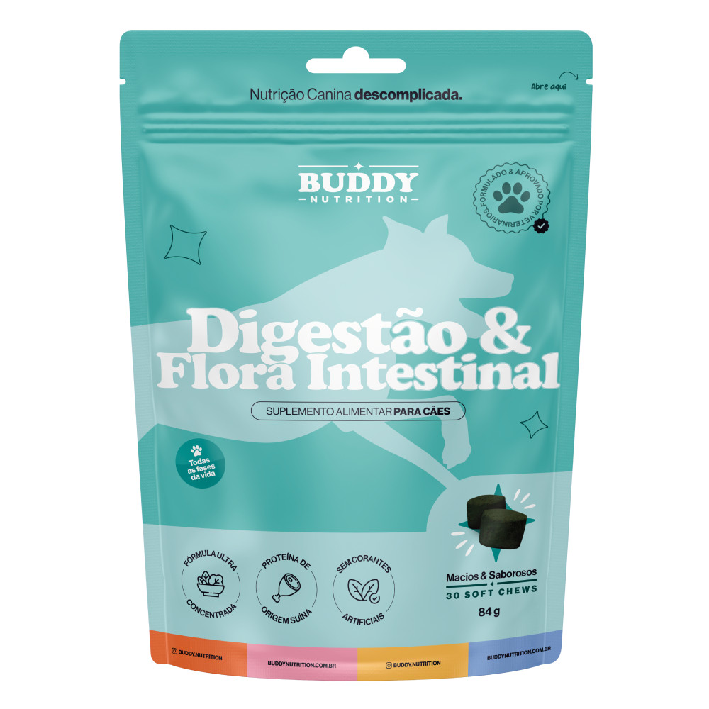 Buddy Nutrition - Digestão & Flora Intestinal - 30 Soft Chews - 84g