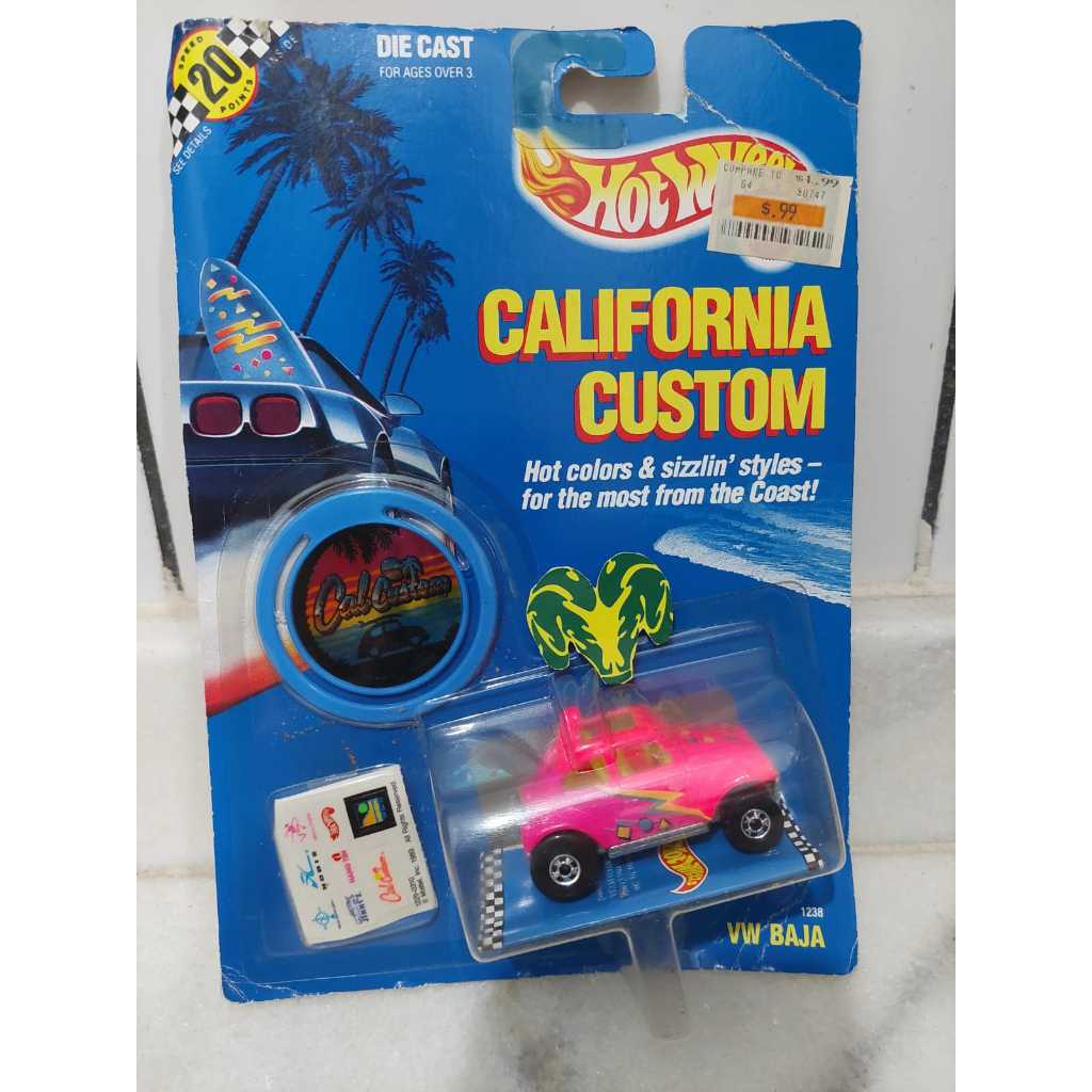bx419 Hot Wheels 1989 California Custom VW BAJA BUG pink h3br