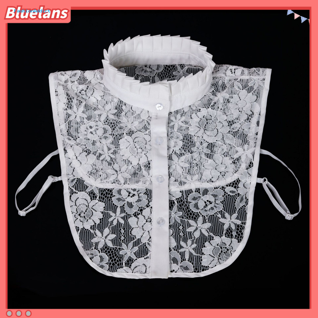 Fake Shirt Collar Decorative False Lace for Women Hollow Embroidery Detachable Dickey with Adjustable Straps Stand-up fo