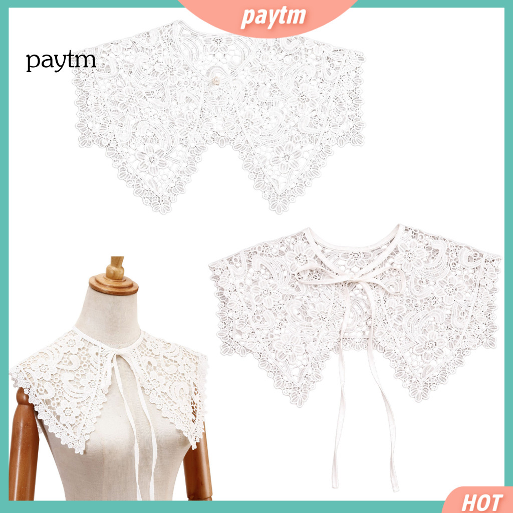 Detachable Lace Collar Fake for Women Women’s False Vintage Hollow Floral Adjustable Lapel Choker Necklace Shawl for S