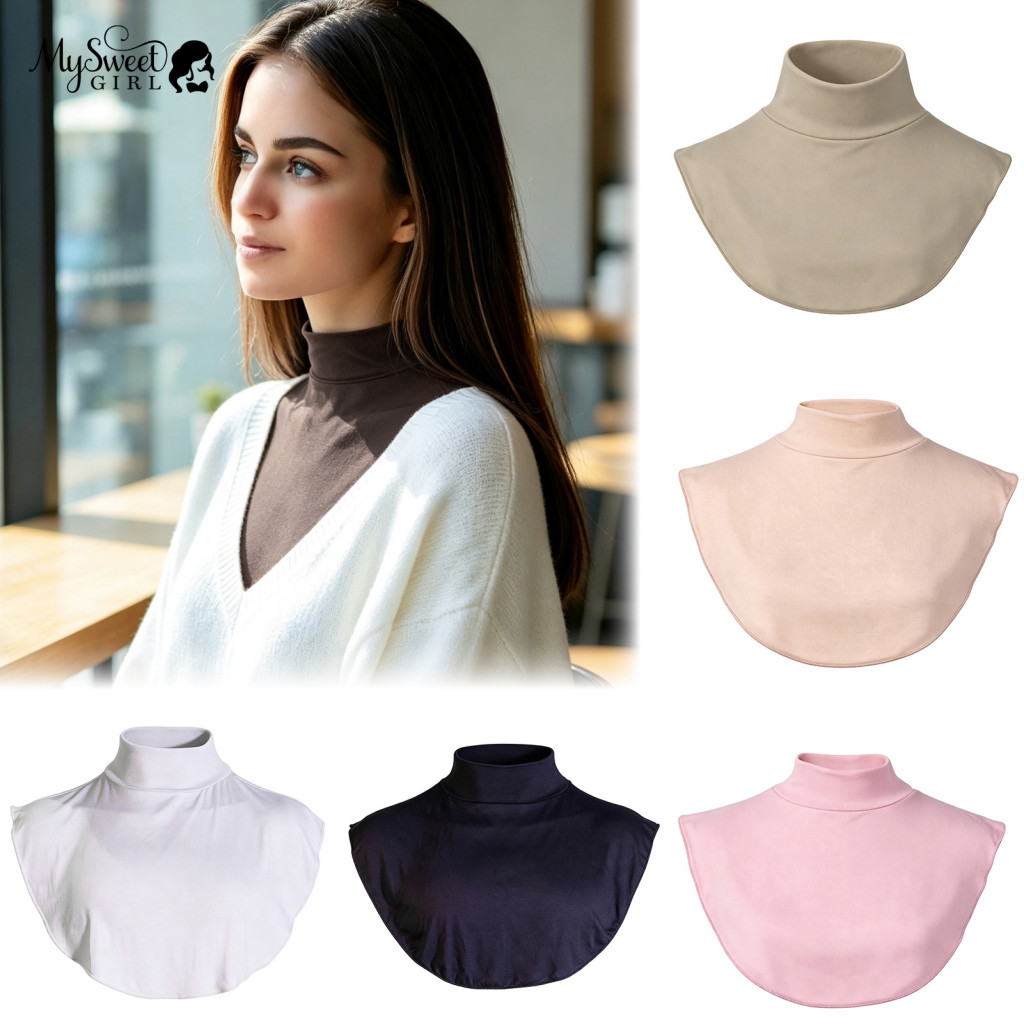 Detachable Collar for Sweaters Fake Women’s Turtleneck Dickey Half Top Fashion Layering Mock Blouse False High Neck Wa