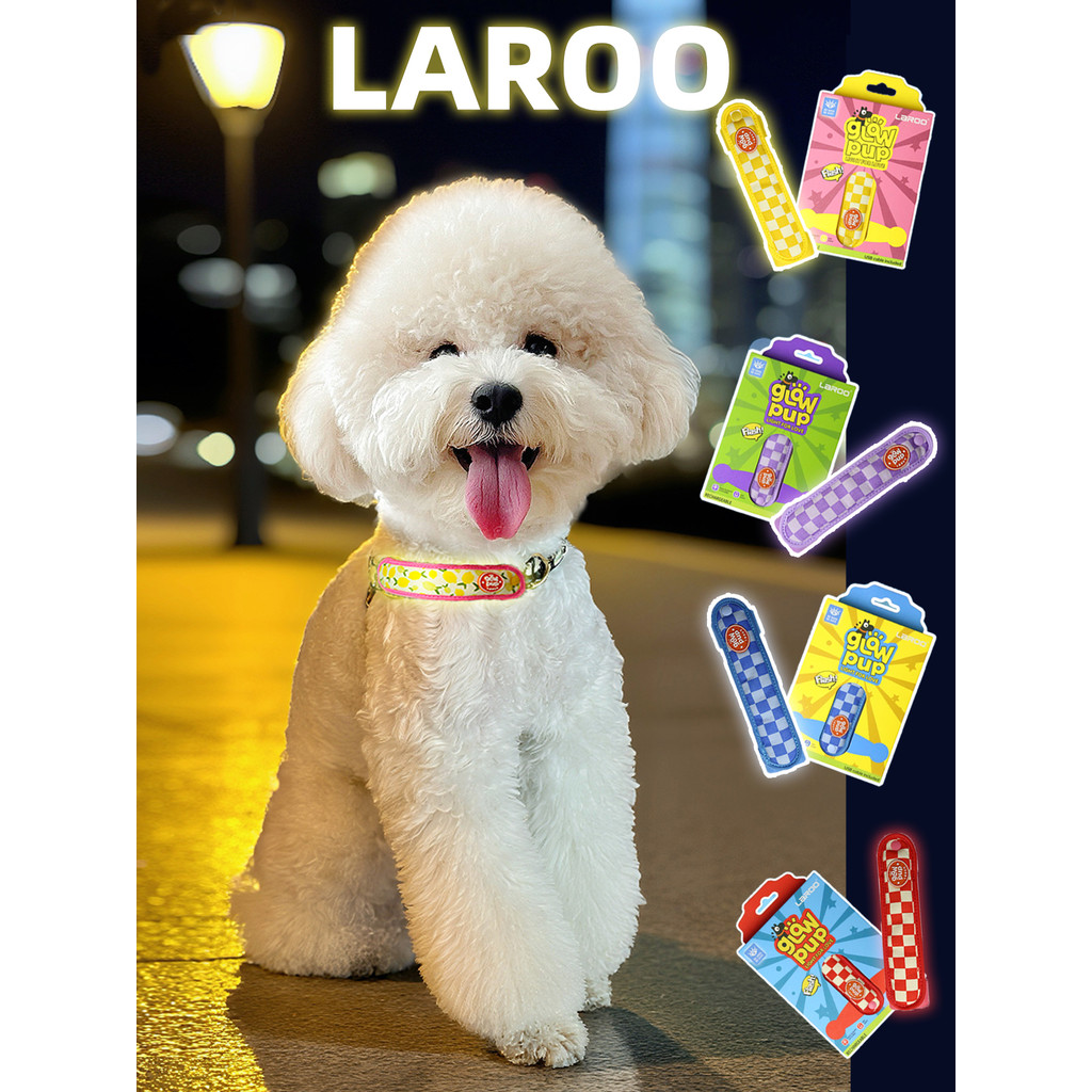 Laroo Laroo Dog Night Running Light Pet Luz Luminosa com Pingente Luminoso Coleira Noite Anti-Perda Dog Walking Light