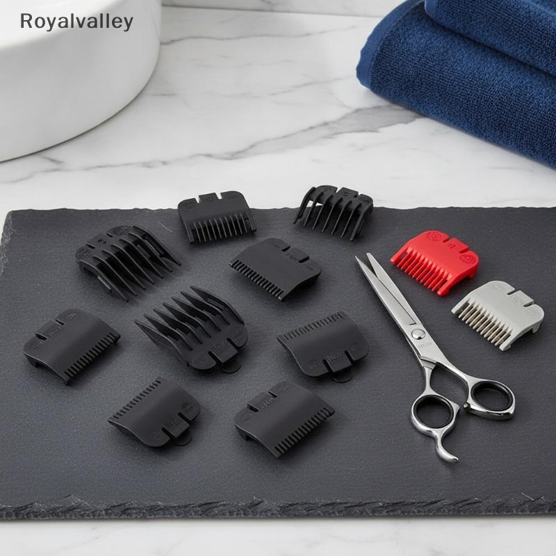 [Royalvalley] Fácil Identificação Máquina De Cortar Cabelo Codificada Por Cores Limitb Set Trimmer Guard 8 Tamanhos Para