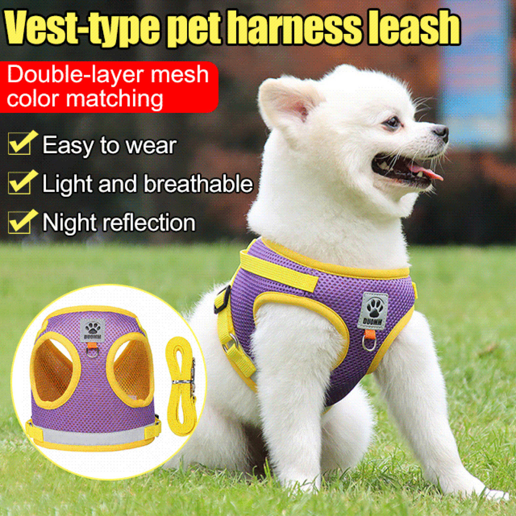 【Seguro e Ajustável】[Durable and Adjustable] Cinto Peitoral Refletivo para Cães/Arnês de Malha para Treino