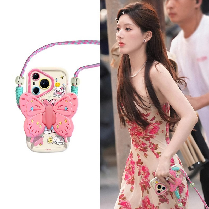Saitz Bowknot Cat Adequado para Glory Magic7Pro Capa de telefone magic6 Cute magic5/4 Cordão com clipe traseiro 50plus P