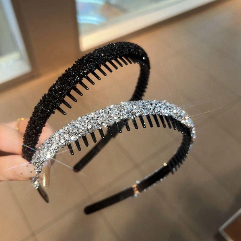 Tiara De Strass , Com Faixa De Cabelo De Maquiagem Dentada , Argola Diamante De Lavagem Facial Estilo Coreano De Plástic