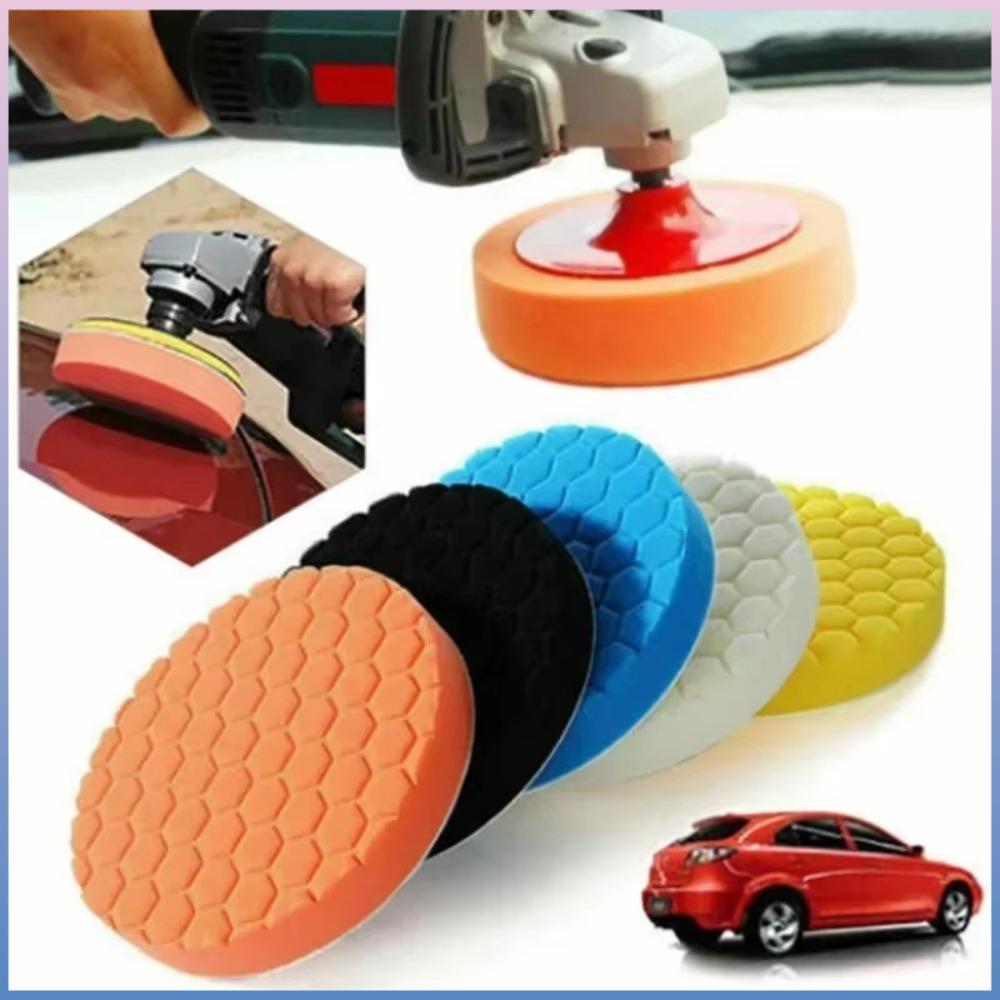 5 Pçs/Set Esponja De Cera De Polimento Automático , 3/4/5/6/7 Polegada Kit De Almofada De Carro Autoadesivo , Circular