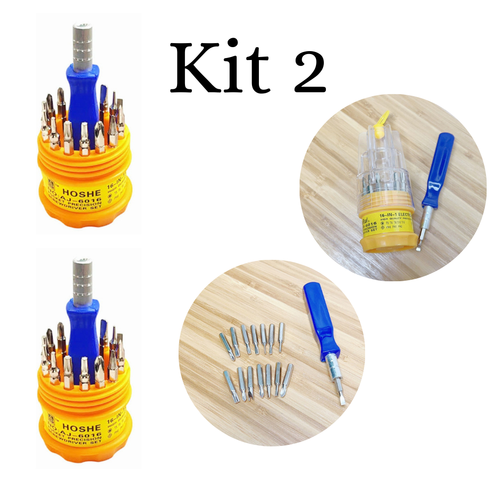 Kit 2 - 16 Em 1 Electro c Screwdriver Set Jogo De Ferramentas Multifuncional Magnético Para Telefone Relógio
