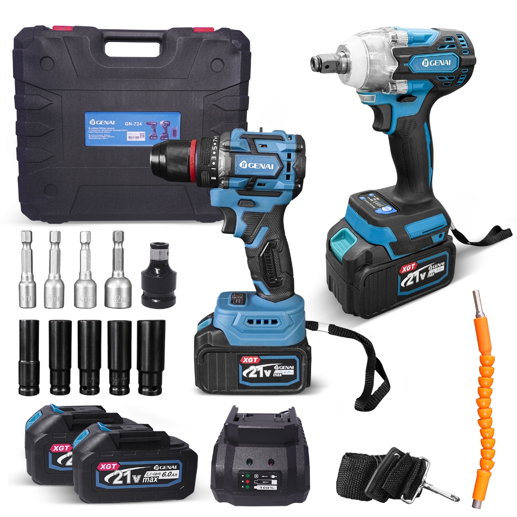 【Frete Rápido】2-in-1 Screwdriver and Impact Wrench Kit 21V + Liquid Case