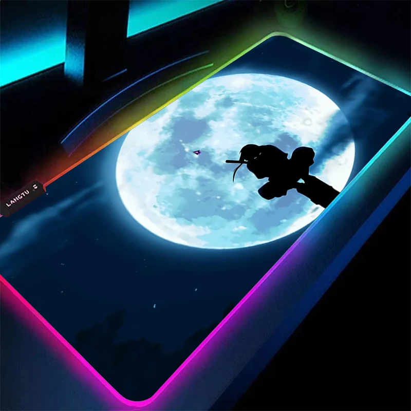 RGB Large Mouse Pad 90x40cm Naruto Itachi Uchiha speed For e-sports players Backlight Laptop Computer Keyboard LED xxl mousepad