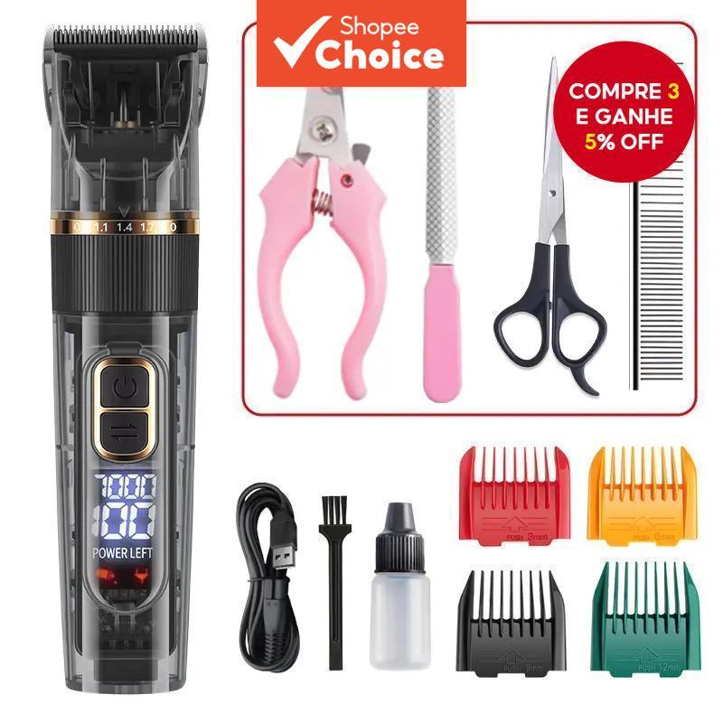 Pet Clippers Baixo Ruído Recarregável Sem Fio Cabelo Trimmer Grooming Kit Cães Gatos Uso Doméstico 2000mAh ​