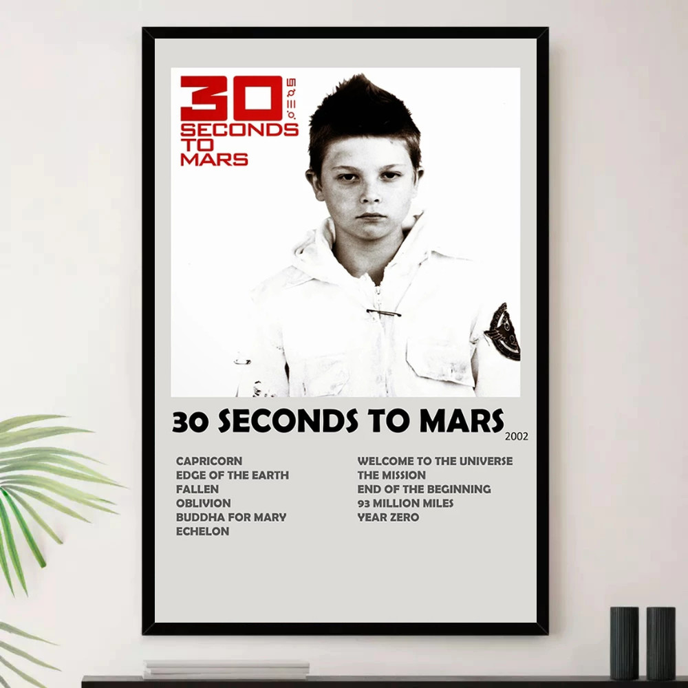 Quadro Placa Decorativa Música Internacional Thirty Seconds to Mars Rock Alternativo Indie Rock Álbuns com Moldura