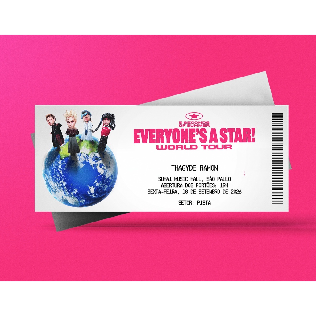 Ingresso Holográfico Personalizado 5 Seconds of Summer - Everyone's a Star World Tour