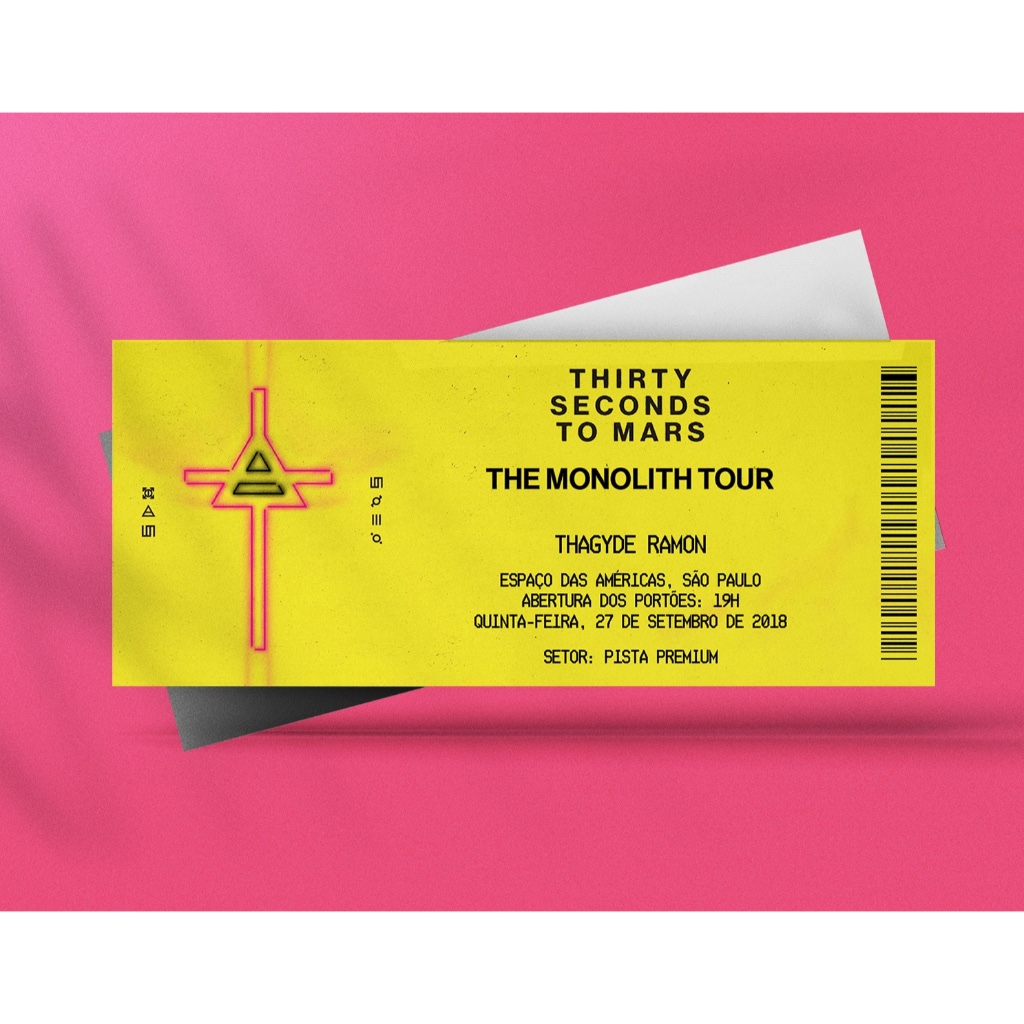 Ingresso Holográfico Personalizado Thirty Seconds Of Mars - The Monolith Tour