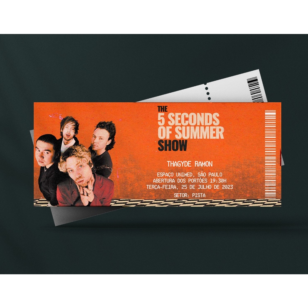 Ingresso Holográfico Personalizado 5SOS - The 5 Seconds of Summer Show