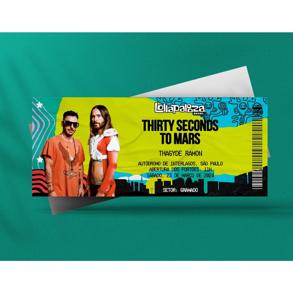Ingresso Holográfico Personalizado Thirty Seconds to Mars - Lollapalooza 2024
