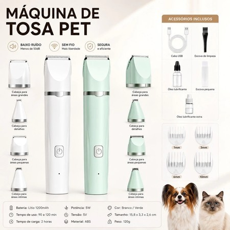 4 IN1 Electric Pet Hair Clipper Dog Cat Hair Trimmer USB Rechargeable