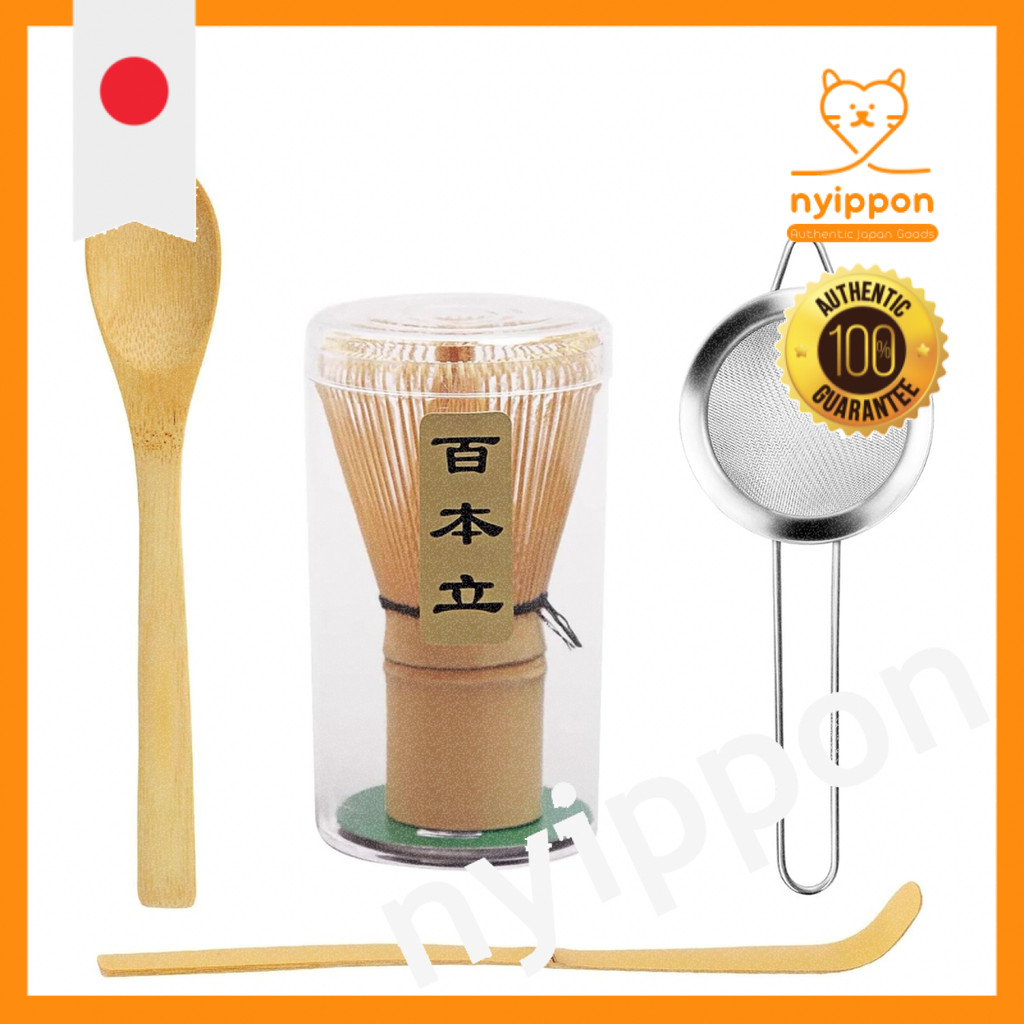 BTtime Matcha Preparation Tools Set - Bamboo Chasen, Chashaku, Whisk, and Sifter
