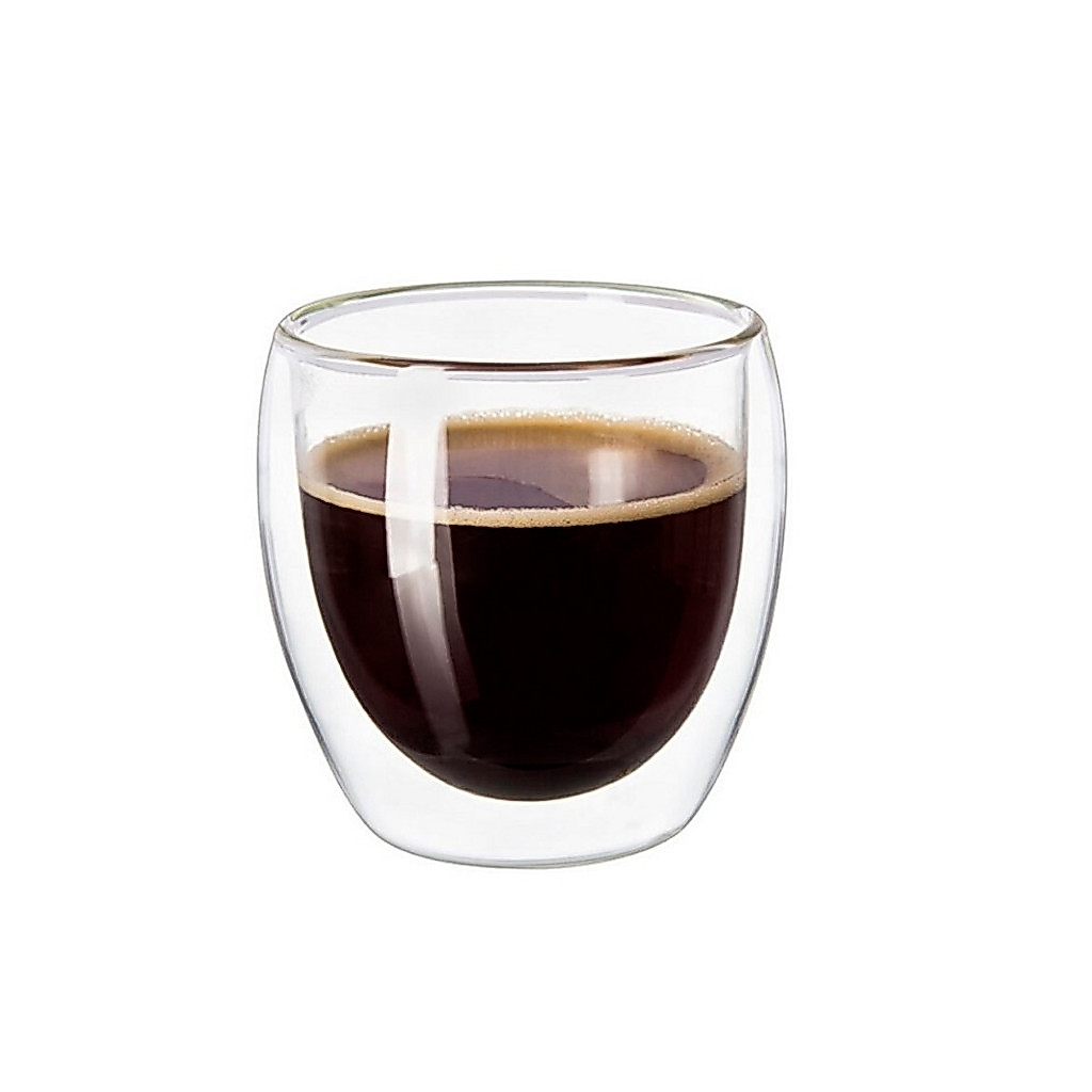 Kit Copo Parede Dupla de Vidro 80 ml para Café Chá Suco Copo Duplo Isolante