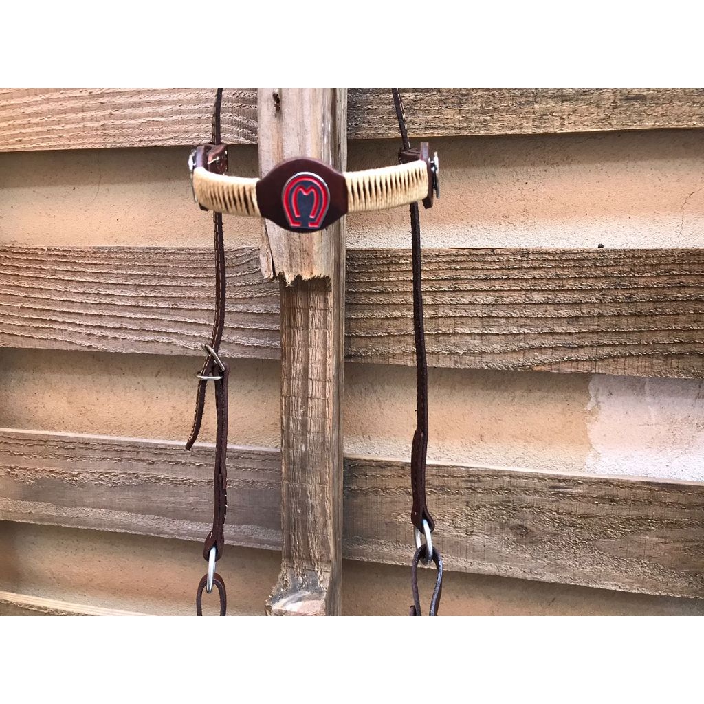 Cabeçada De Couro Com Aplique Mangalarga Ajustável Cavalgada Laser