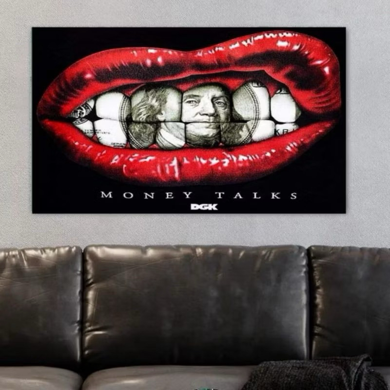Quadro decorativo Nota Dólar Monet Talks Peça Grande em mdf