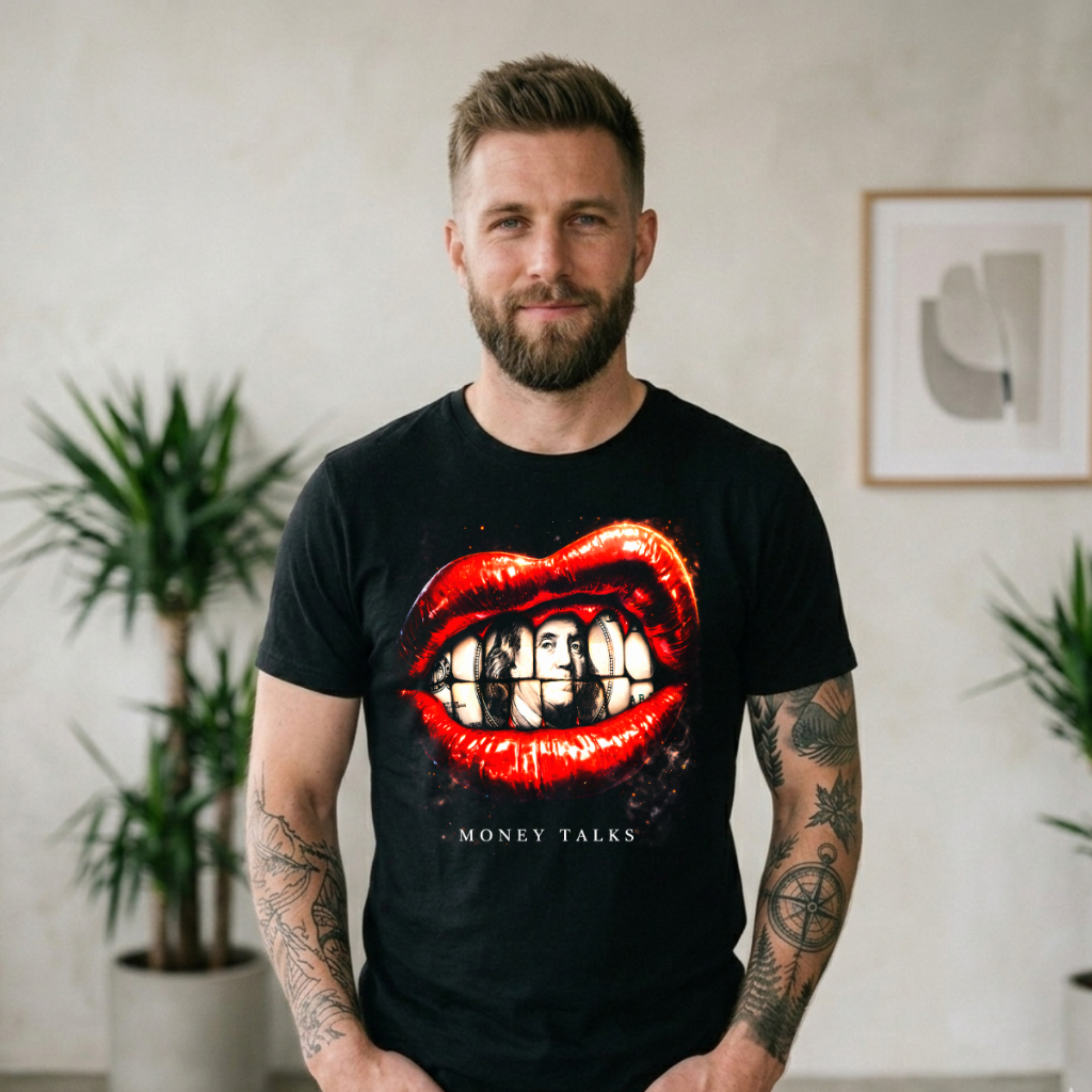Camiseta Money Talks Frase Impactante Estilo Urbano Algodão