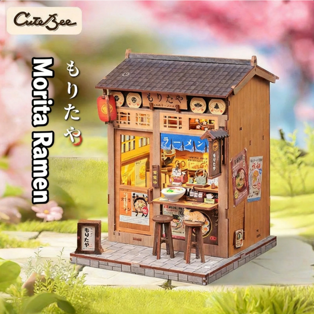 Palha StrawBee Assembly Hut Morita Ramen Feito à mão diy Hut Brinquedos criativos Modelo em miniatura Bloco de construçã
