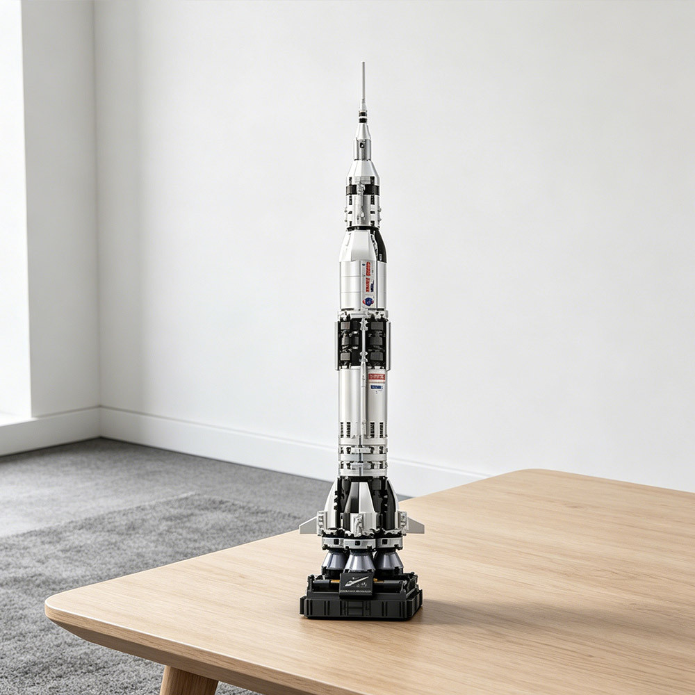 Saturn V Moon Rocket Building Blocks Model, 42cm Large Space Rocket Assembly Toy