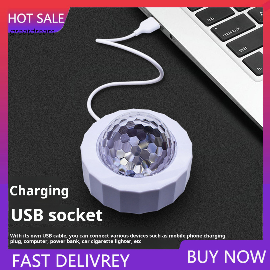Car Atmosphere Light Portable Party Adjustable Usb Rechargeable Mini Disco Ball – Super Bright Multicolor Sound Activa