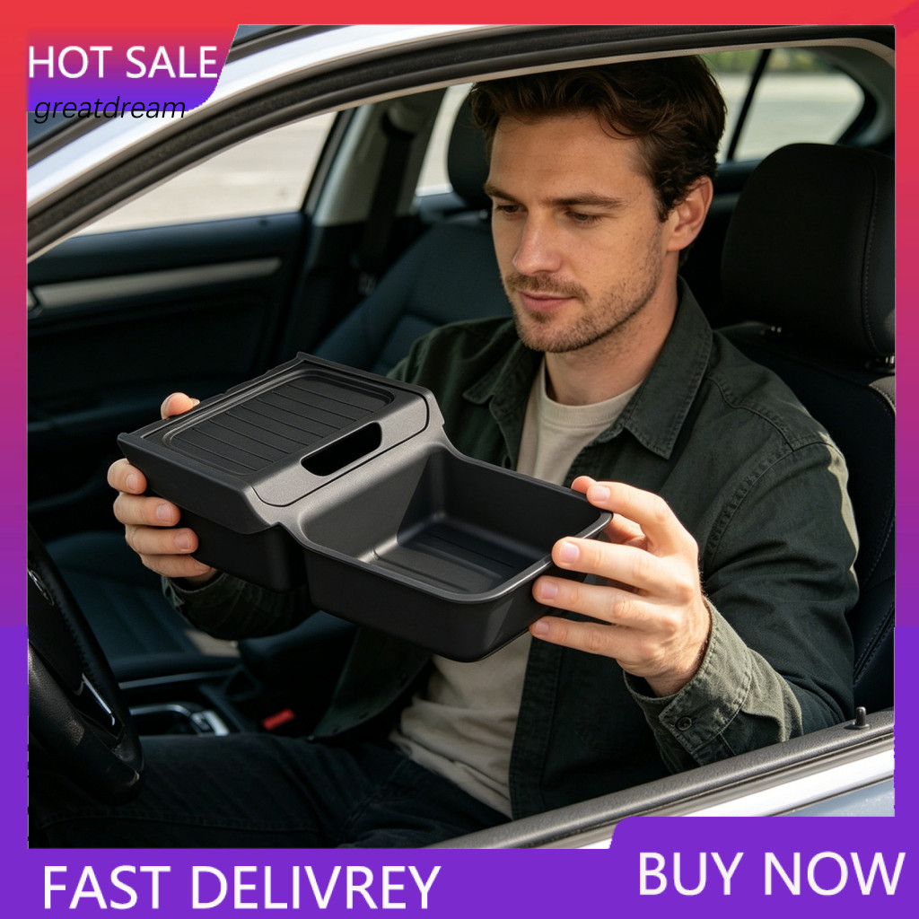 Dual-section Console Organizer Car Storage Tray Tesla Model Y 2025-2026 Box Armrest Rear Trunk Bucket – Multi-function