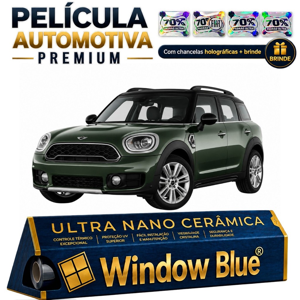 Película Ultra Nano Window Blue MINI COUNTRYMAN 2017 até 2023 - Ultra Nano Cerâmica Térmica