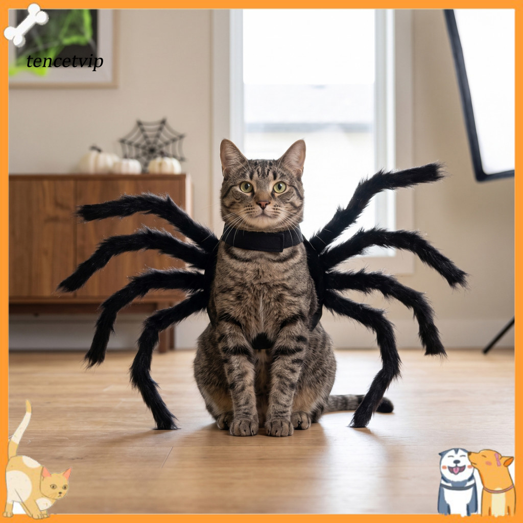 Small Dog Halloween Outfit Pet Costume Spider for Dogs and Cats Adjustable Straps Cute Cat Cosplay for Spooky Party Dres